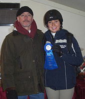 Emma Dwinells of Team Holly Hill and her Father after she won varsity open on the flat on December 17th