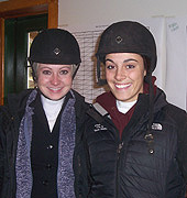 Julia O'Neil and Rachel Malloch of Silverstone in the heated lounge at Mystic Valley