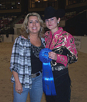 Alexandra Lenz of the Forsyth Central School with her Mother after winning team junior varsity beginner western horsemanship at 2011 IEA Nationals