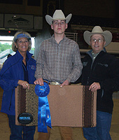 Tristen Rowland of Beckett Run between coaches Debbie and Ollie Griffith at 2011 IEA Nationals