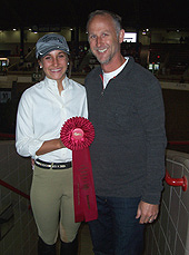 Olivia Skaates of Empress Equestrian Team with her father after placing second in team JV novice over fences at 2012 IEA Nationals